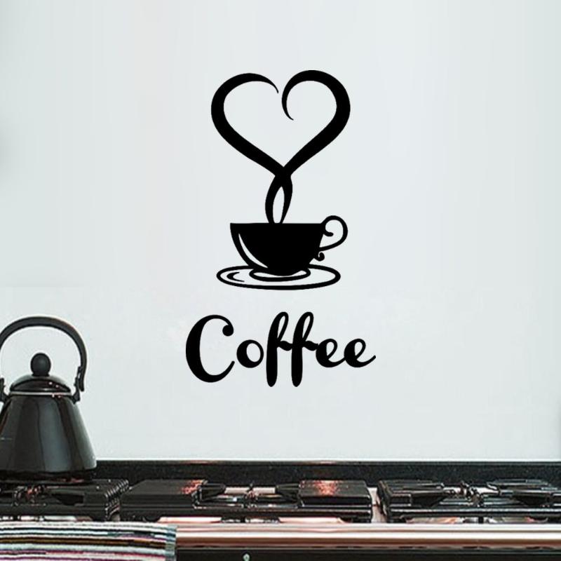 

Wall Stickers Kitchen Sticker For Restaurant Decor Coffee Cup Pattern Home Decoration Waterproof Art Murals