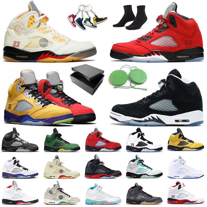 

With Box Air Jordon Jumpman 5 Mens Basketbball Shoes Off Fire Red Raging Anthracite White What The Sail Black Muslin Oregon Men Sports Sneak