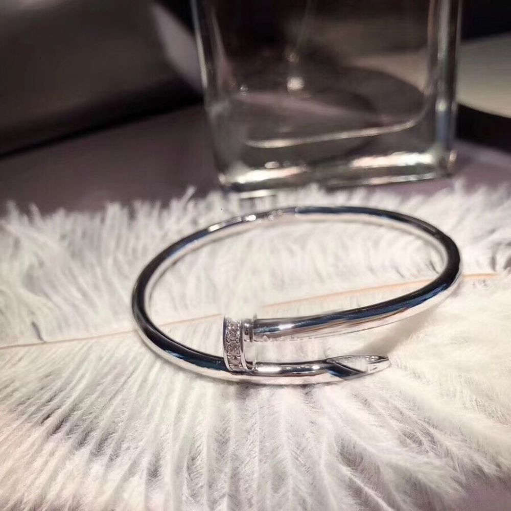 

316L Gold Silver Titanium Steel Classic cz Bangle Nail Bracelet wedding Inlay Diamond Women and Men Love Jewelry Gift, Black
