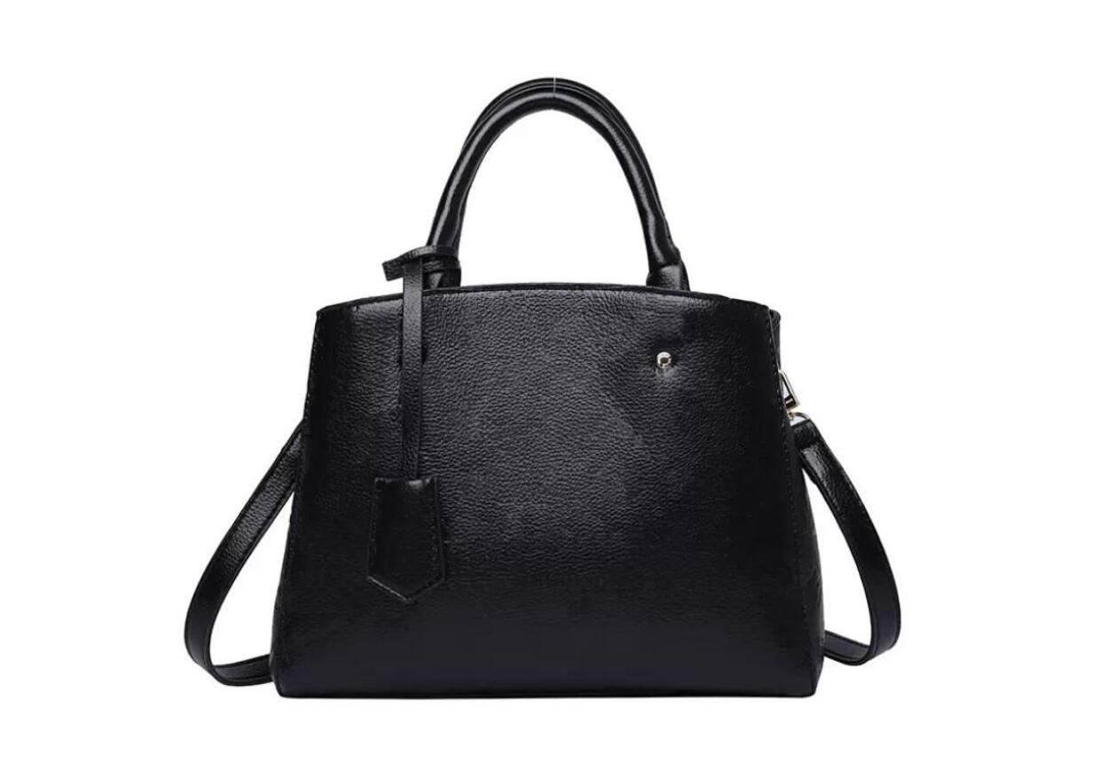 

handbag luxury retro 3A quality classic brand 32cm shopping bag leather large capacity handbag lady shoulder bag, Leather black