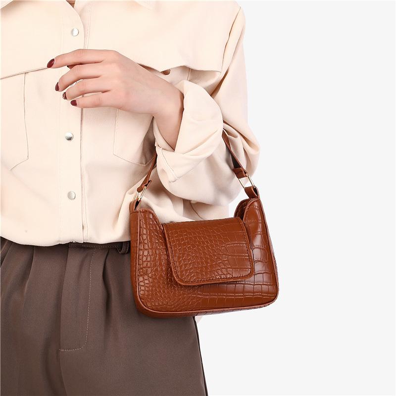 

Bag Women's 2021 Crocodile Pattern Handbag Fashion Armpit Cross Body, Black