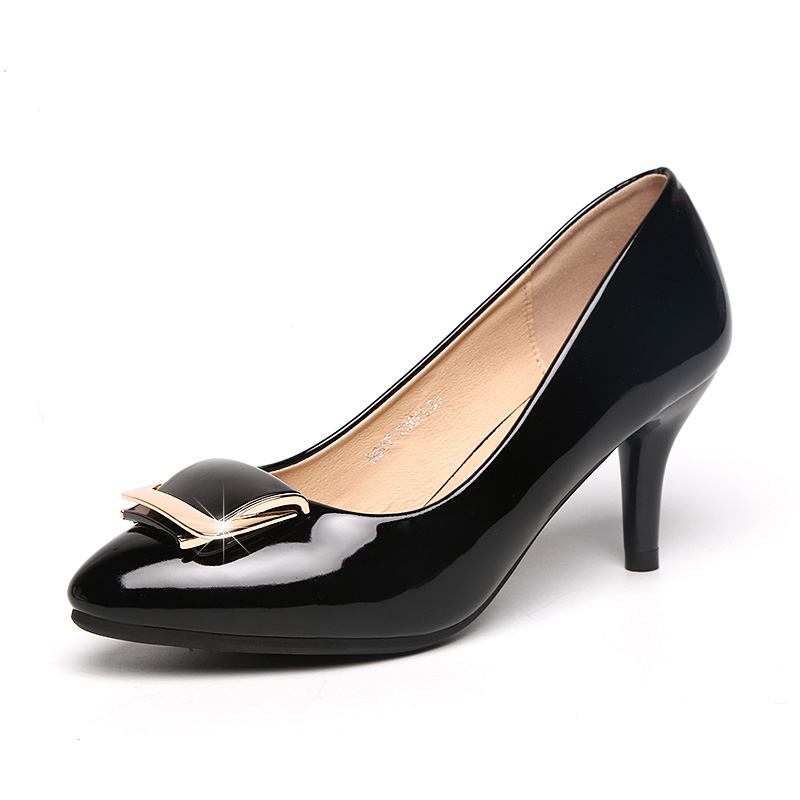 

New sweet women pumps poined toe bowtie women shoes low heel dress shoes woman, Black