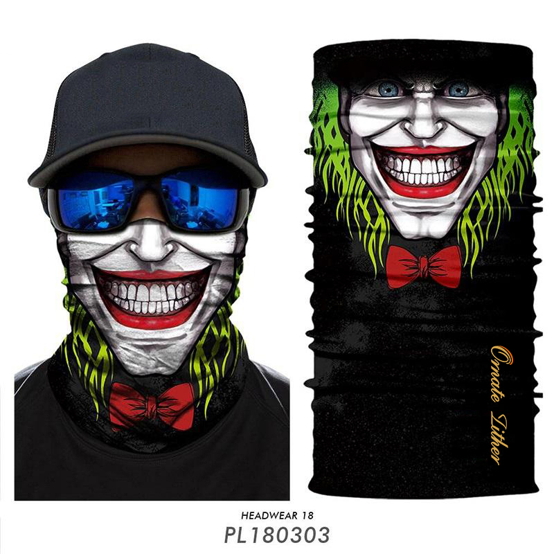 

3D Joker Bandanas Mascarillas Masque Braga Cuello Cycling Headband Facemask Clown Neck Gaiter Balaclava Motorcycle Face Shield