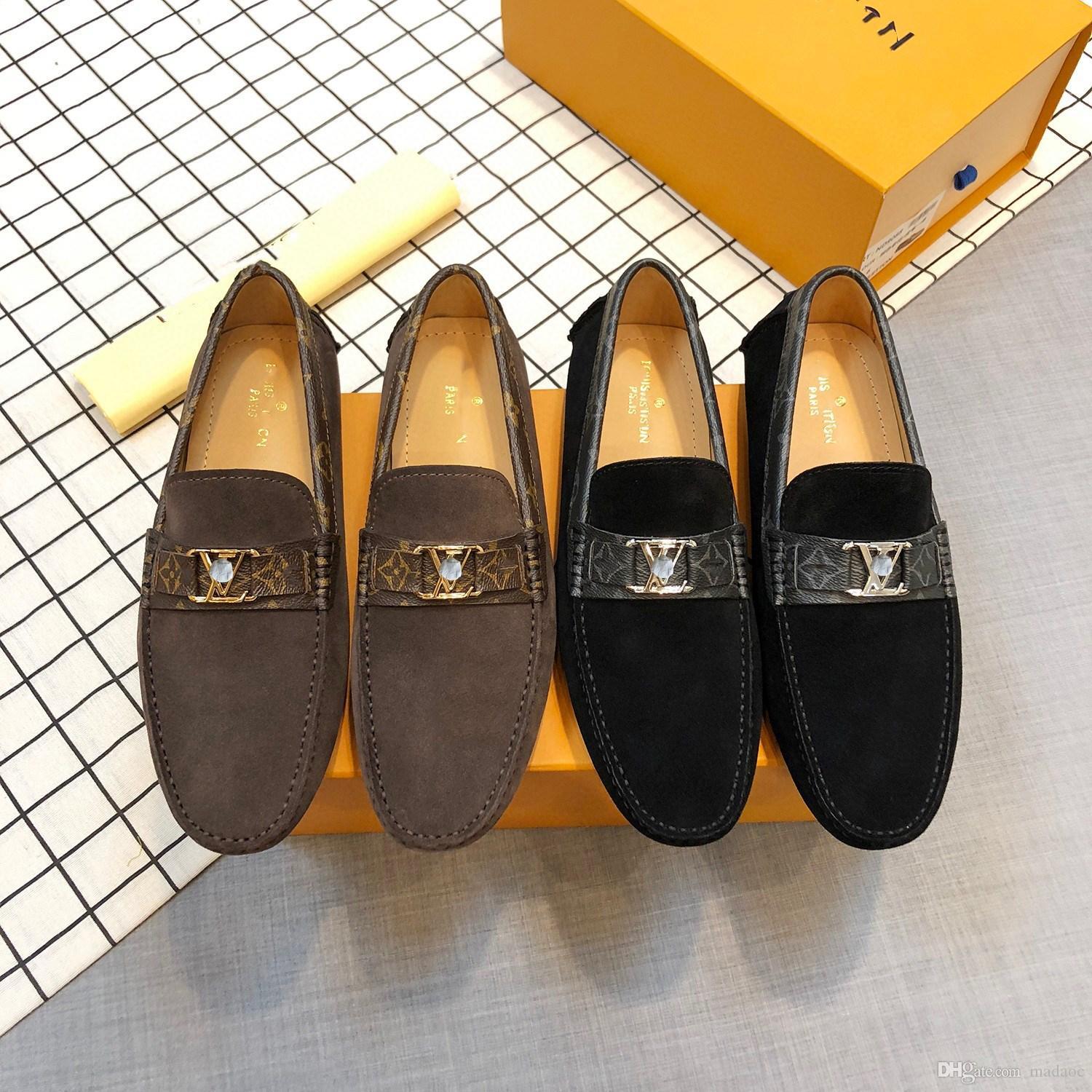 

G1 2022 GENUINE LEATHER MEN Casual SHOES LUXURY BRAND DESIGNER Formal Business MENS Loafers Moccasins Breathable Slip on Male Driving SHOES Black A2, #02
