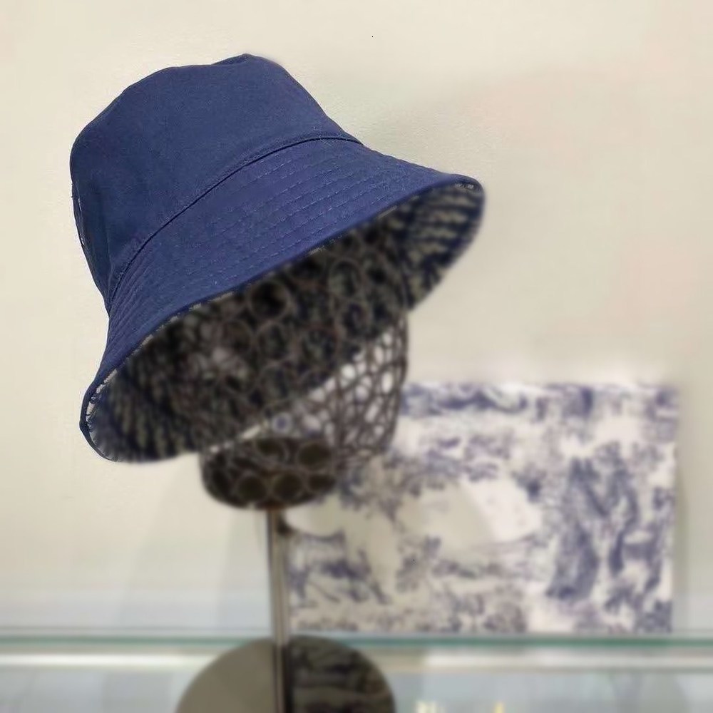 

2021 Oblique Designers Bucket Hat Women s and Caps Patchwork Washed Denim Solid Wide Brim Cotton Beach Two-Sided Fishing Cap, Dark blue