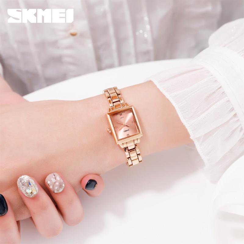 

Wristwatches SKMEI Fashion Quartz Women Watches Small Ladies Watch Waterproof Wristwatch Stainless Steel Luxury Clocks Relogio Feminino 1407, Silver