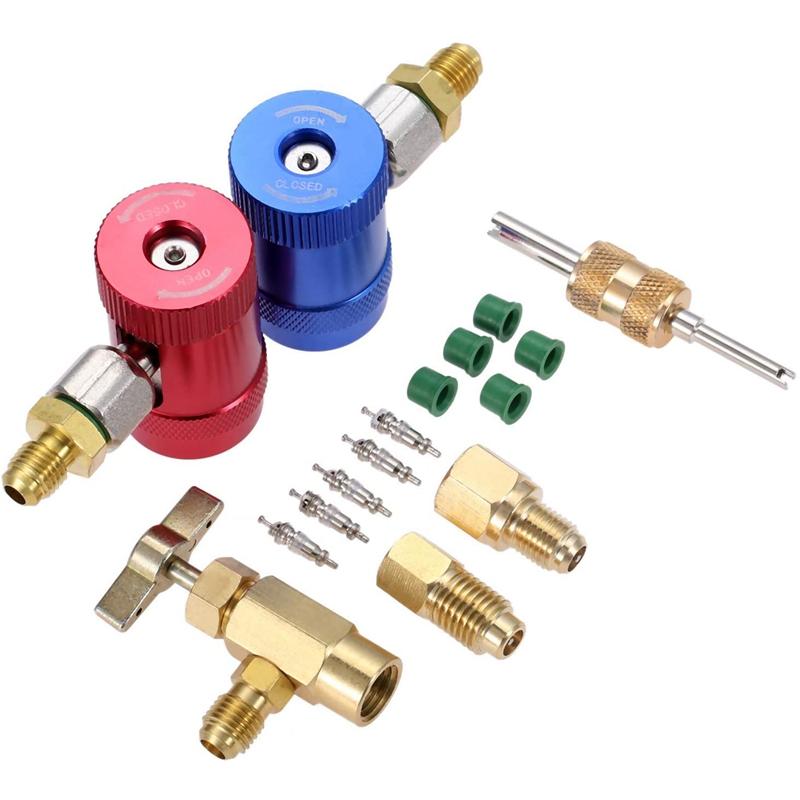 

Professional Hand Tool Sets R1234YF Quick Couplers Kit, High Low Side Coupler Connector,Tap With R12 R22 To R134A Adapters, Valve Core Remov