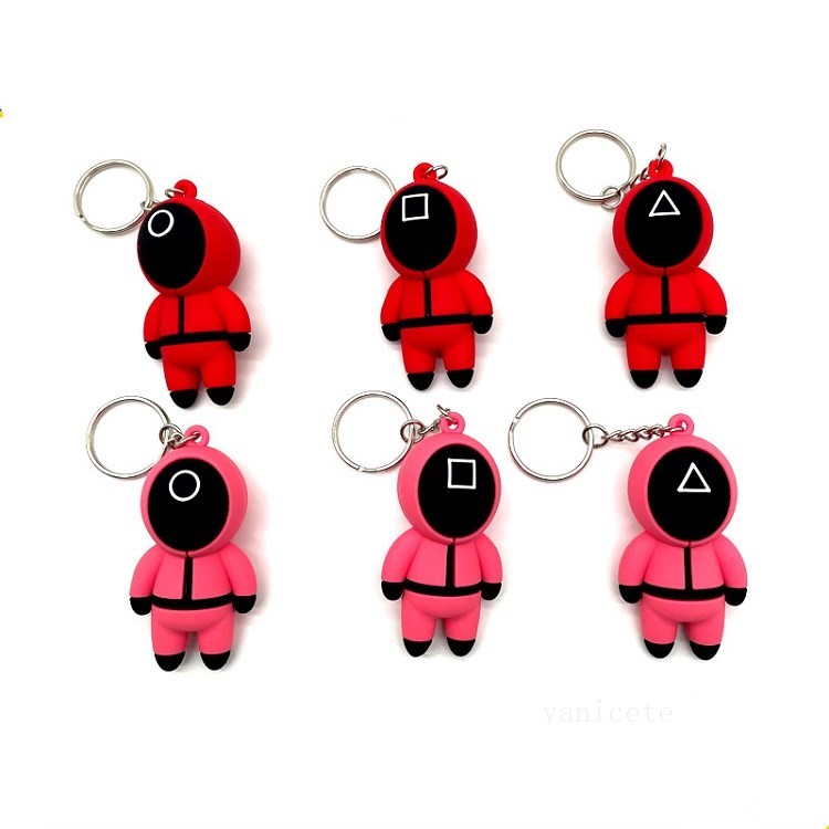 

Party Favor Halloween Squid Game Keychain Fidget Toy Soldier Triangle Series Creative Charms 3d Mini Doll Figurine Key Ring T2I52889