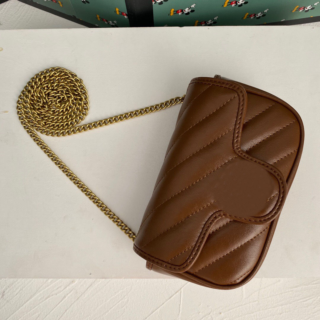 

2021 Ladies Famous Designer Handbags Shoulder Bags Fashion Brand Bag Women's Genuine Leather Classic Designer Chains Crossbody Bags, Brown