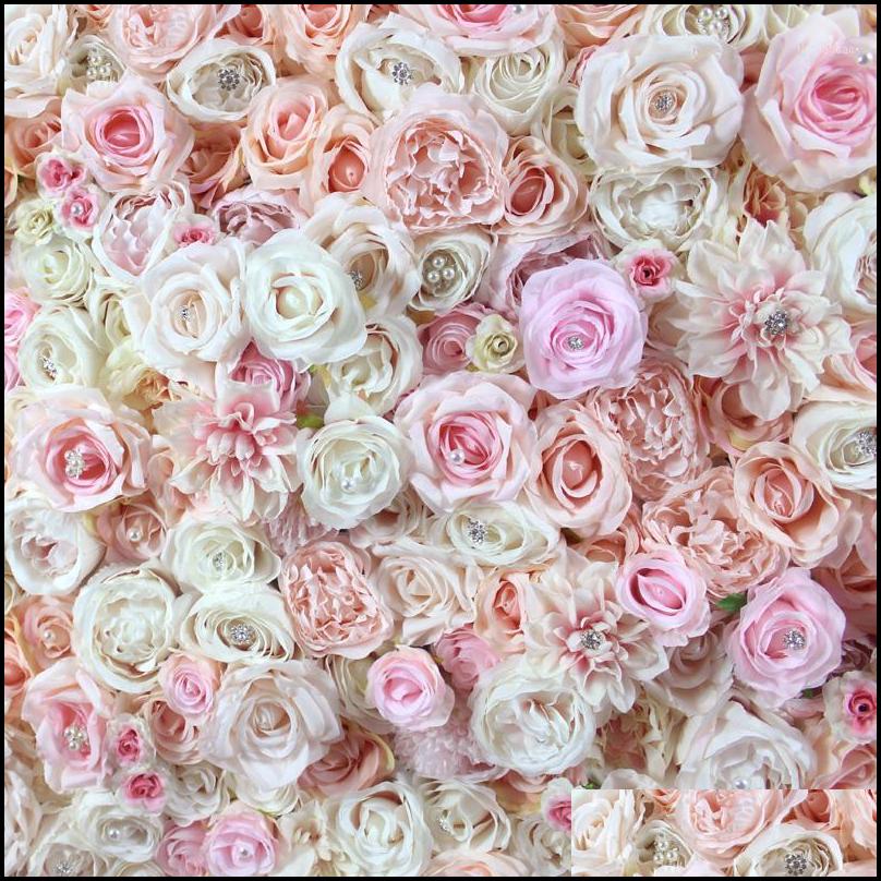 

Decorative Flowers Wreaths Home Garden Festive & Supplies Spr Higher Quality 3D Rose Peony Wall With Jewellery Wedding Backdrop Party Artifi, Pink