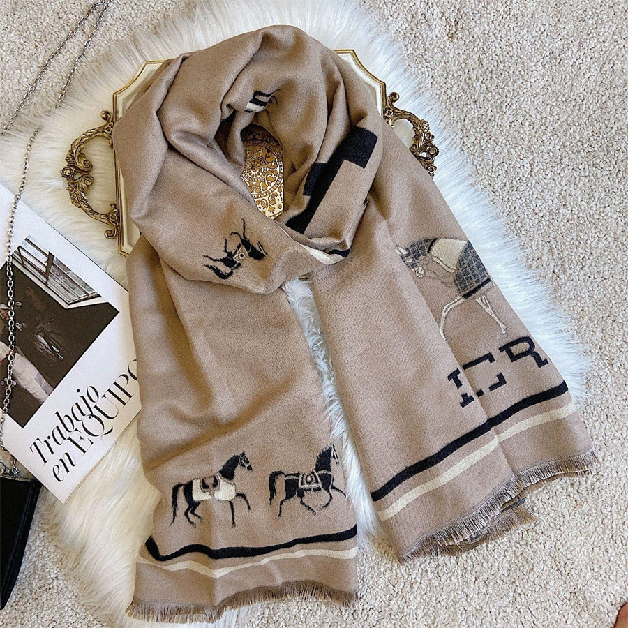 

Design Scarf Fashion Universal Women Winter Warm Logo Design High Quality Cashmere Scarfs Solid Color Print Shawl