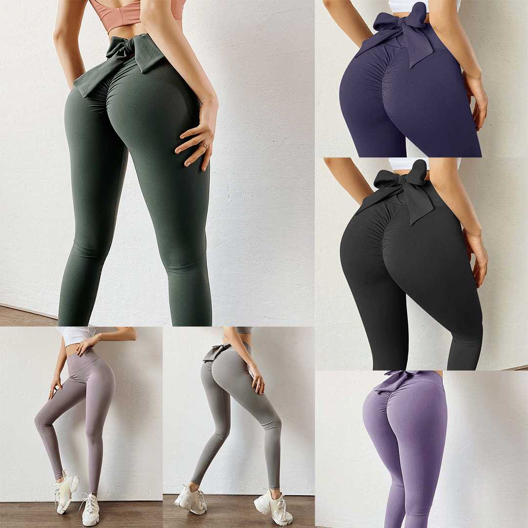 

Pants, Peach Bow Leggings, Hip Lifting Yoga Women' Fitns, Yoga Suit, Gray