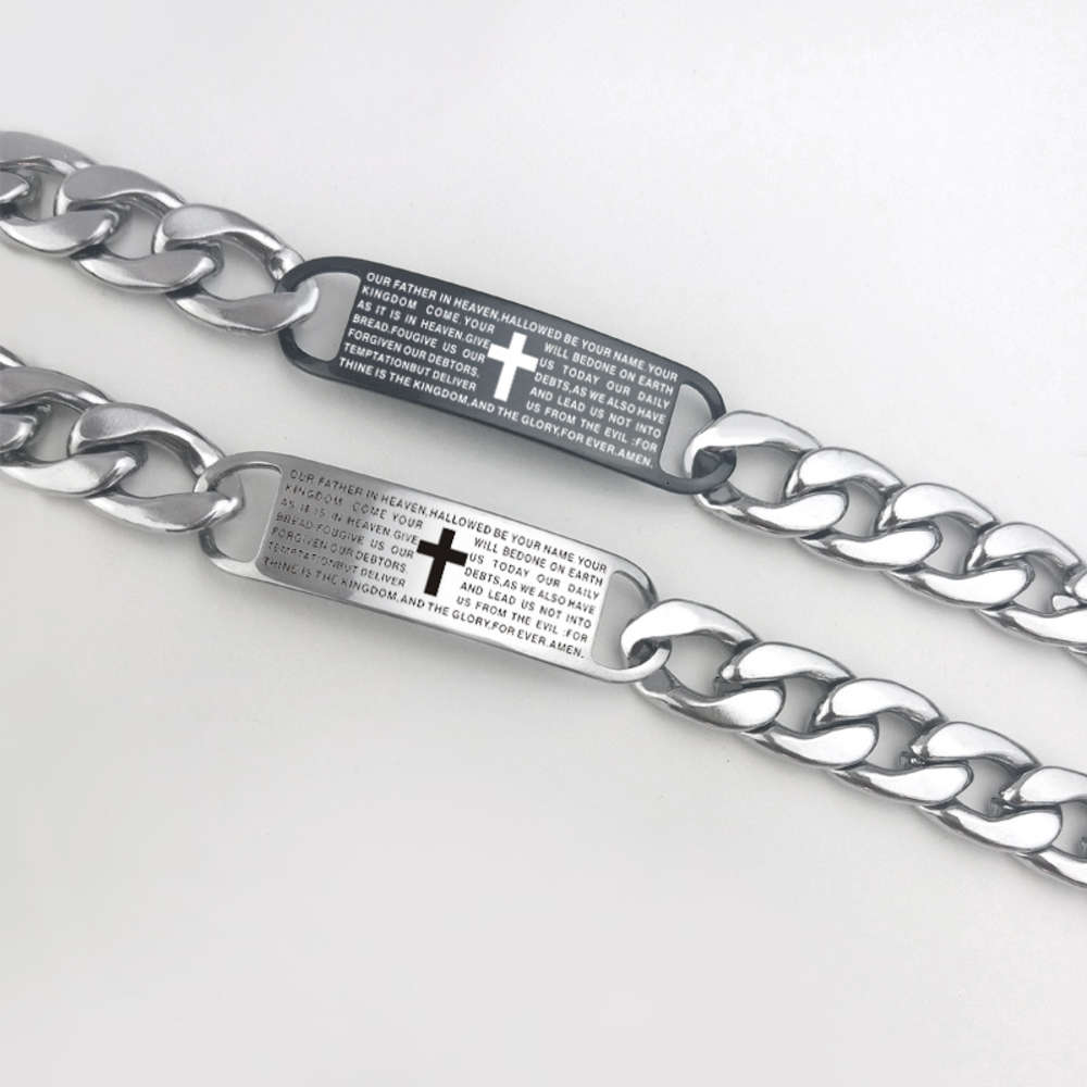

,bracelet Men's simple titanium steel bracelet Bible Cross Bracelet Stainless Steel trendy men's hand jewelry, Golden;silver