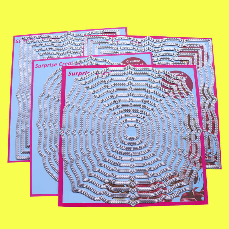 

4-Set Large Cutting Dies 8" Fancy Edge Rectangle Square Circle Oval Scrapbook Cardmaking Paper Craft DIY Surprise Creation 210702