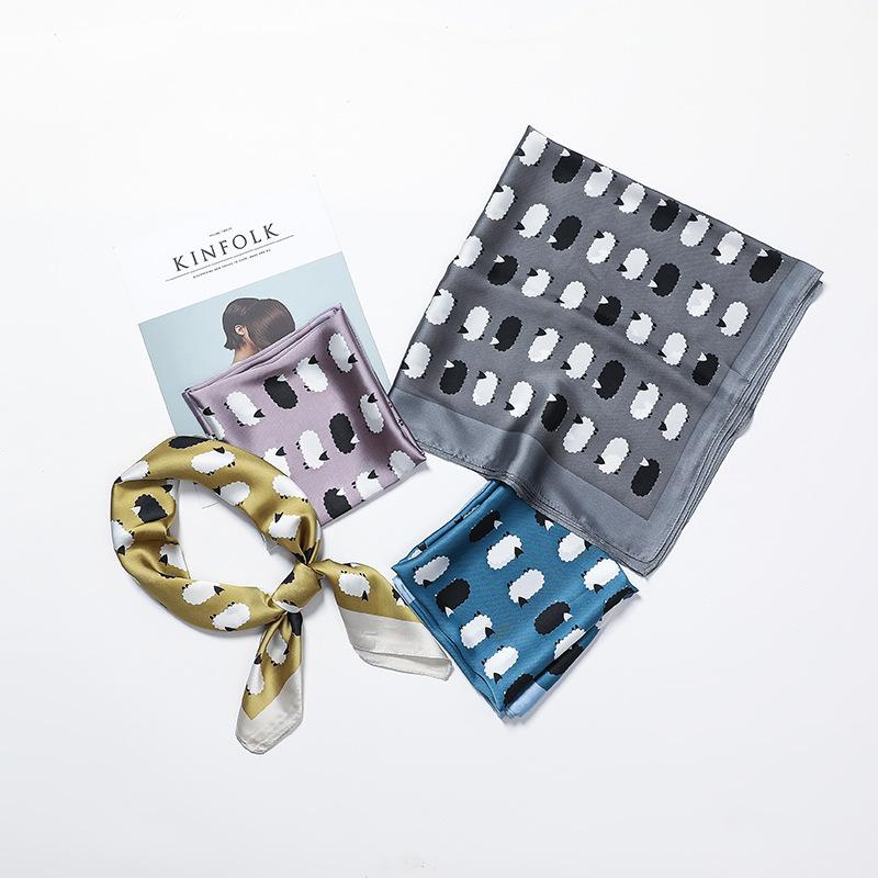 

Scarves Prints Sheep Silk Hair Scarf Scrunchies Neck Bow Knot Holder Bands Tie Ribbon Headbands Accessories