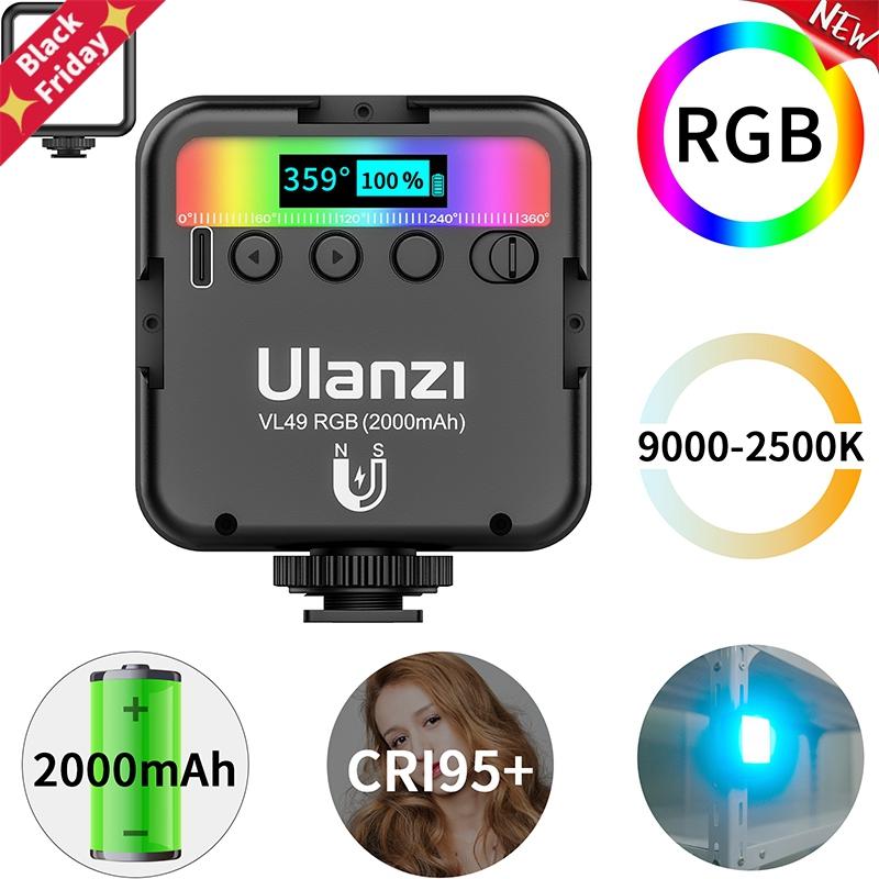

Full Color RGB LED Video Light 2500K-9000K 800LUX Magnetic Mini Fill Extend 3 Cold Shoe 2000mAh Type-c Port Flash Heads