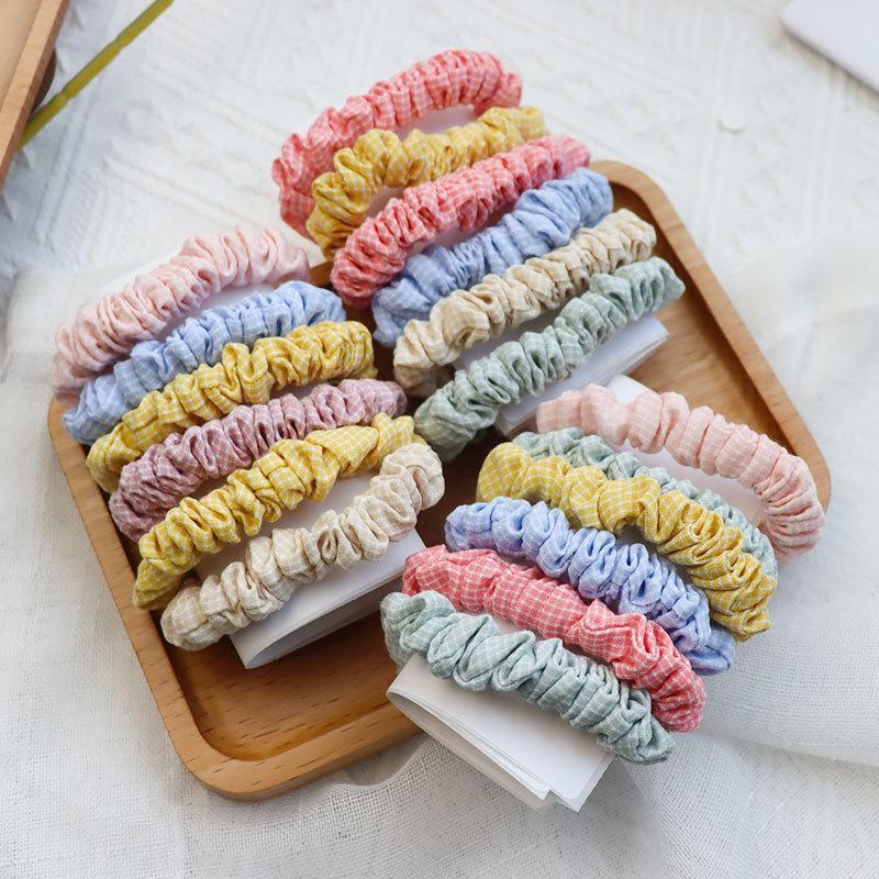 

Hair Accessories 2PCS Women Print Silk Scrunchie Rubber Band Solid Color Elastic For Children, Slivery;white