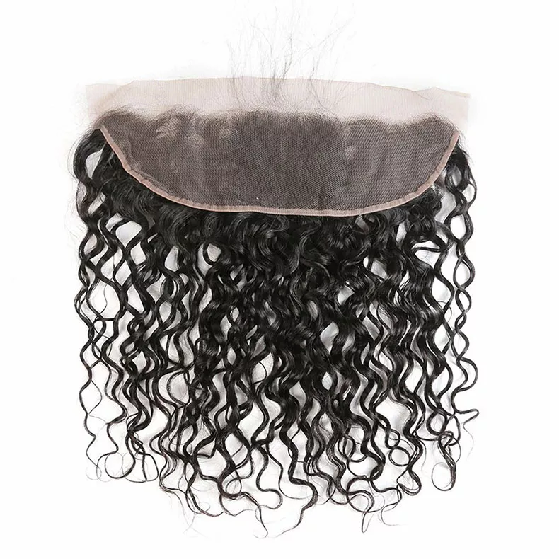 

HD Lace Frontal Water Wave Brazilian 100% Human Hair 13X4 Transparent Lace Curly Frontals With Baby Hair Bleached Knots Free Part Natural Color