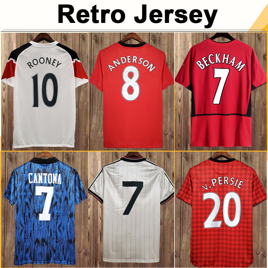 

84 98 RETRO Mens Soccer Jerseys 02 07 BARTHEZ BECKHAM KEANE GIGGS SHERINGHAM SCHOLES 07 13 CHICHARITO v. PERSIE Football Shirt, Fg2166 1983 1984 home