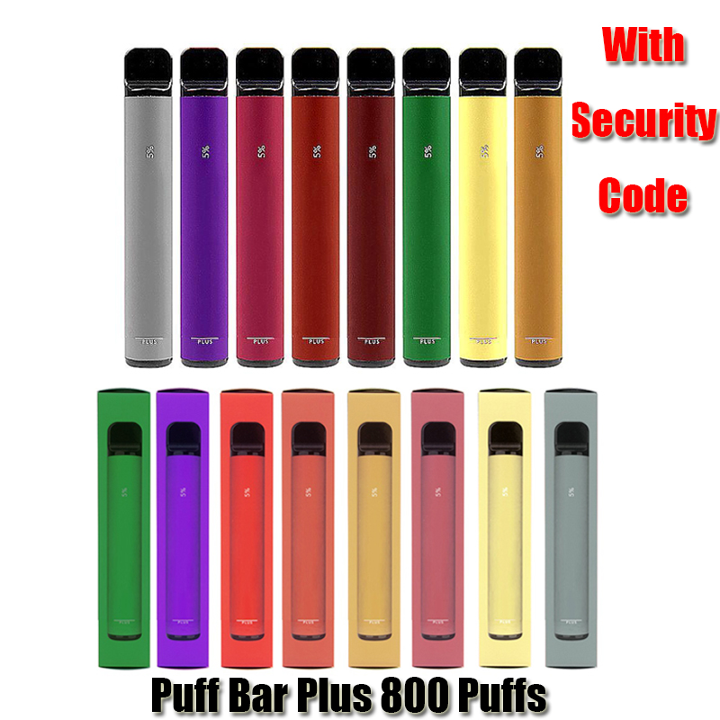 

Puff Bar Plus Disposable Pod E-cigarette Device 800Puffs 550mAh Battery 3.2ml Prefilled Cartridge Vape Pen With Working Security Code VS Bang XXL