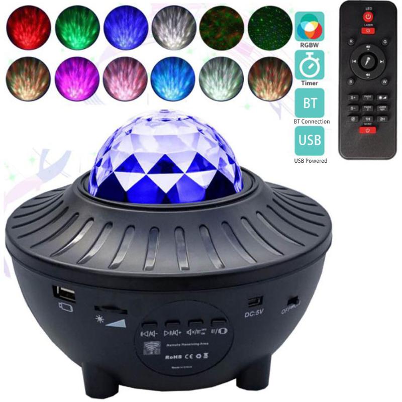 

Night Lights LED Star Projector Light Galaxy Starry Lamp Ocean Wave With Music BT Speaker Remote Control For Kid