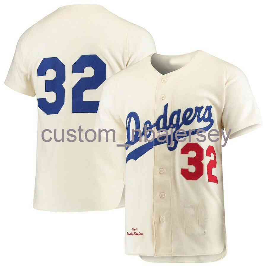 

Custom Sandy Koufax #32 Mitchell & Ness Cream 1963 Jersey Stitched Men Women Youth Kid Baseball Jersey -6XL, Ivory