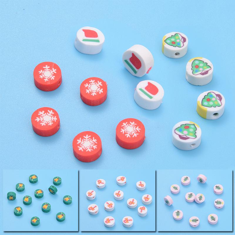 

Other 20Pcs 10mm Christmas Tree Santa Claus Beads Polymer Clay Loose Spacer For Jewelry Making DIY Bracelet Accessories