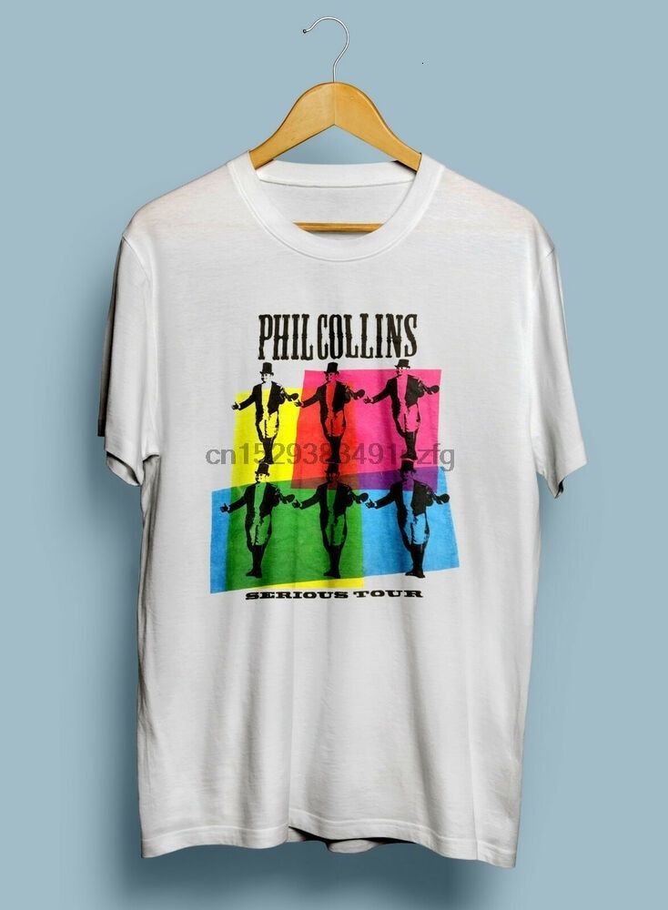 

1990 Phil Collins Serious Tour Concert t Shirt One Side Rare Vinntage, Black