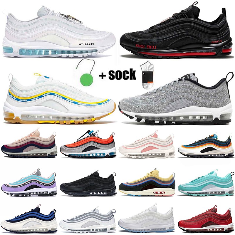 

2021 Cushions 97 Mens Womens Running Shoes Max Triple White Air Swarovski LX Silver Bullet MSCHF x INRI Jesus Lil Nas Satan 97s Off Sports T