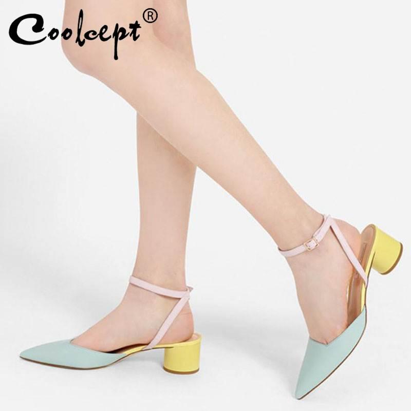 

Sandals Coolcept Women Mixed Candy Color Summer Shoes 2021 Ins Fashion Pointed Toe Casual Party Footwear Size 35-40, Black