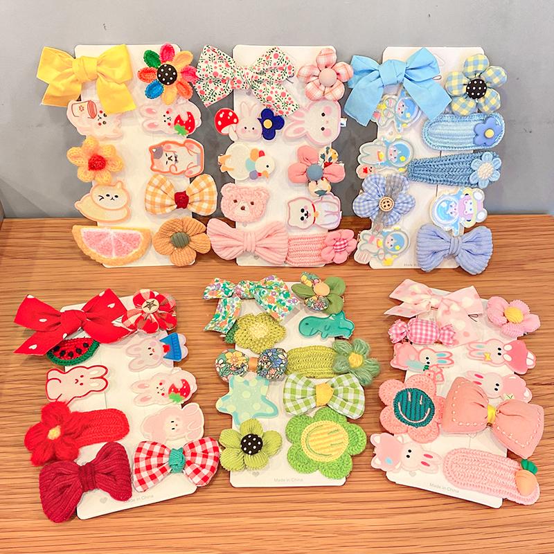 

Hair Accessories 10Pcs/Set Girls Cute Cartoon Animals Bow Flower Hairpins Kids Sweet Decorate Clips Barrettes Lovely, 10pcs 9