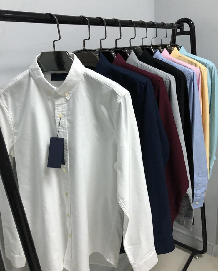 

Men's Designer Little Horse Shirt Spring Autumn Cotton Long Sleeve Oxford Casual Solid Printing Shirts For Men, Yellow
