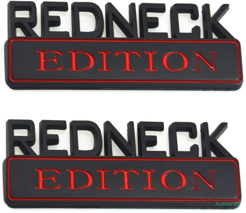 

2 PACK REDNECK EDITION EXTERIOR EMBLEM CAR TRUCK BOAT DECAL LOGO REPLACEMENT FOR F-150 F250 F350 SILVERADO RAM 1500(Black/Red)