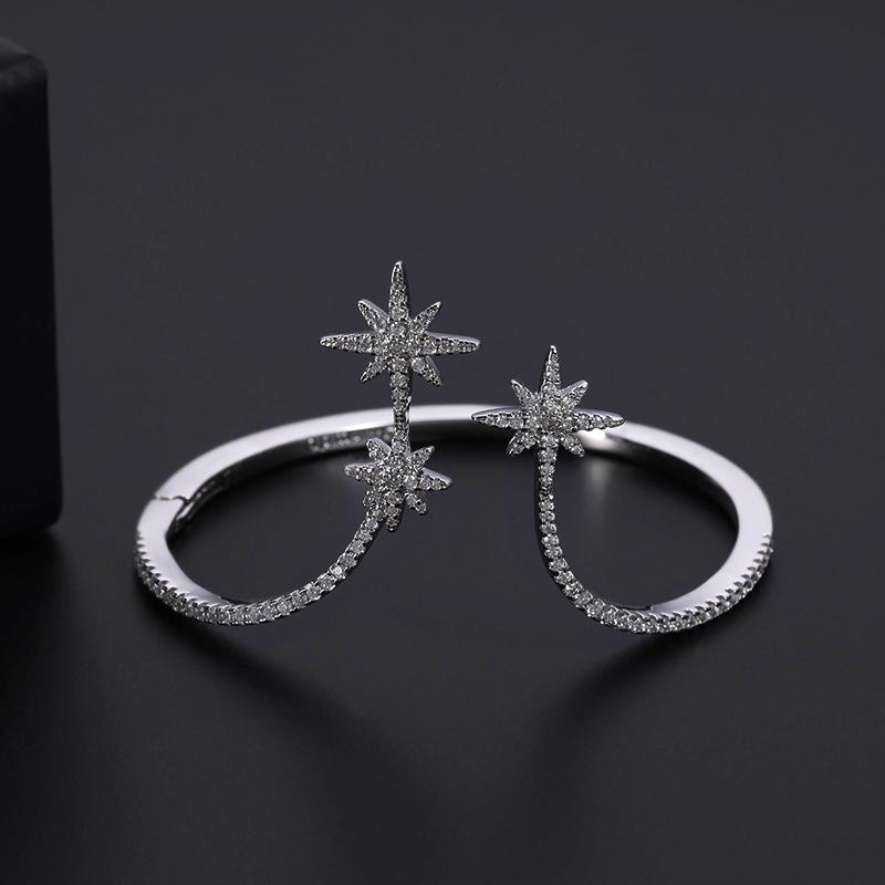 

Bangle Fashion Multi Star Bangles Bracelets Female Silver Color Zirconia Open Wedding For Women Jewelry Zk30