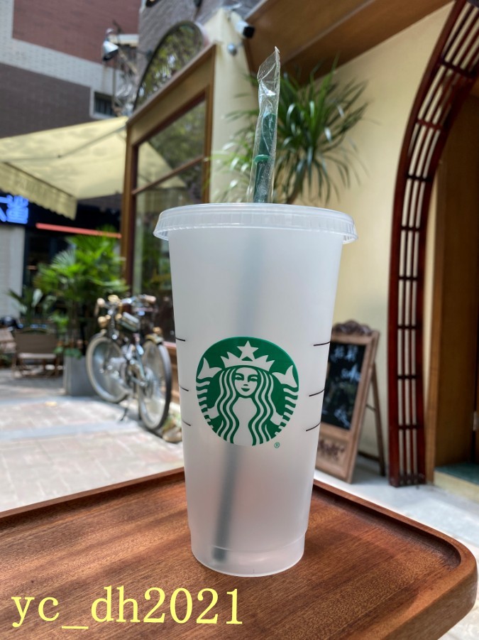 

Starbucks 24oz/710ml Tumblers Plastic Transparent Drinking Juice Cups With Lip And Straw Magic Coffee Mugs Costom Color Changing, As picture
