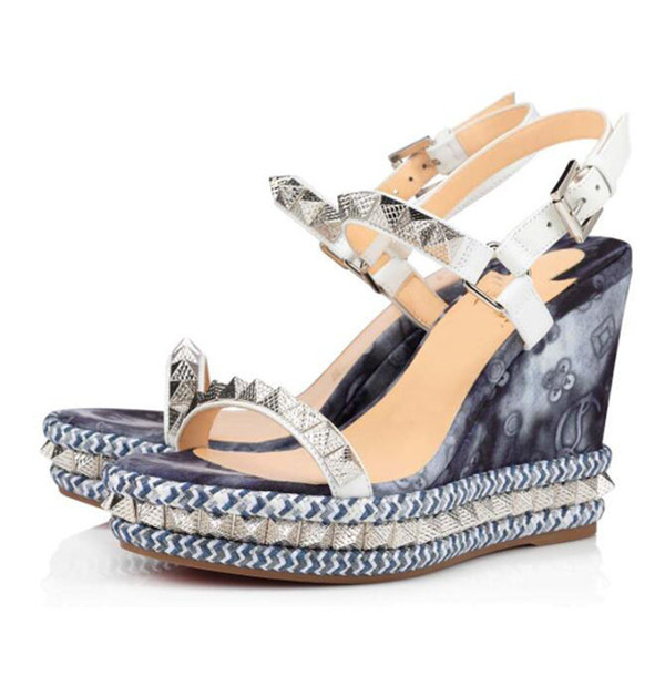 

Summer Women Wedges Sandals !! Sexy Red Bottom Pyraclou Women's Gladiator Sandalias Platfrom High Heels White Black Party Wedding