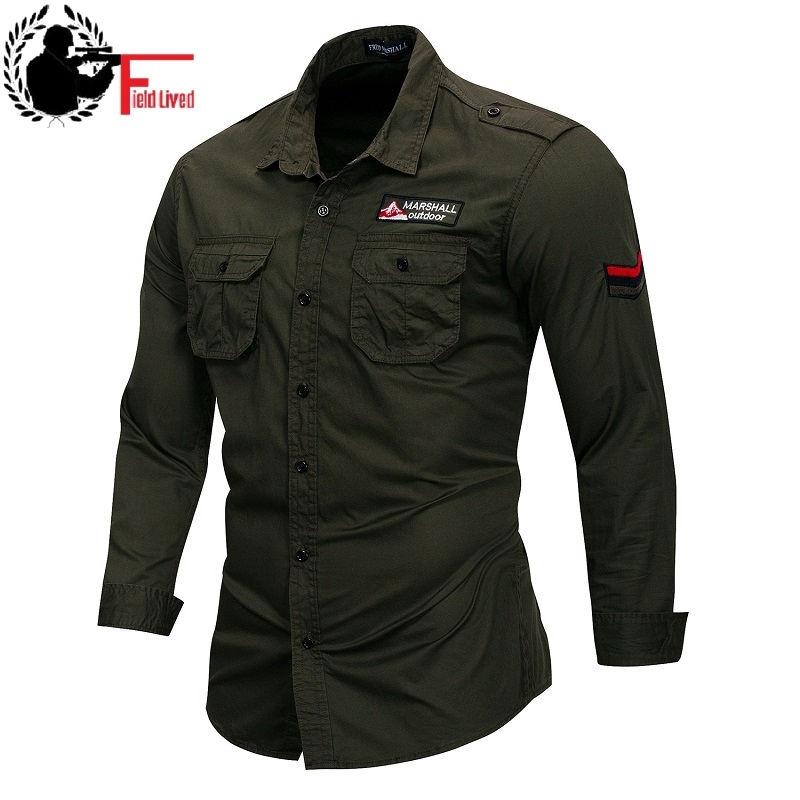 

Male Shirt Military Mens Long Sleeved Cotton Shirts Men Slim Fit Camisa Masculina Khaki Black Army Green Shirt Casual Shirt Men 210518, Afm115 blue