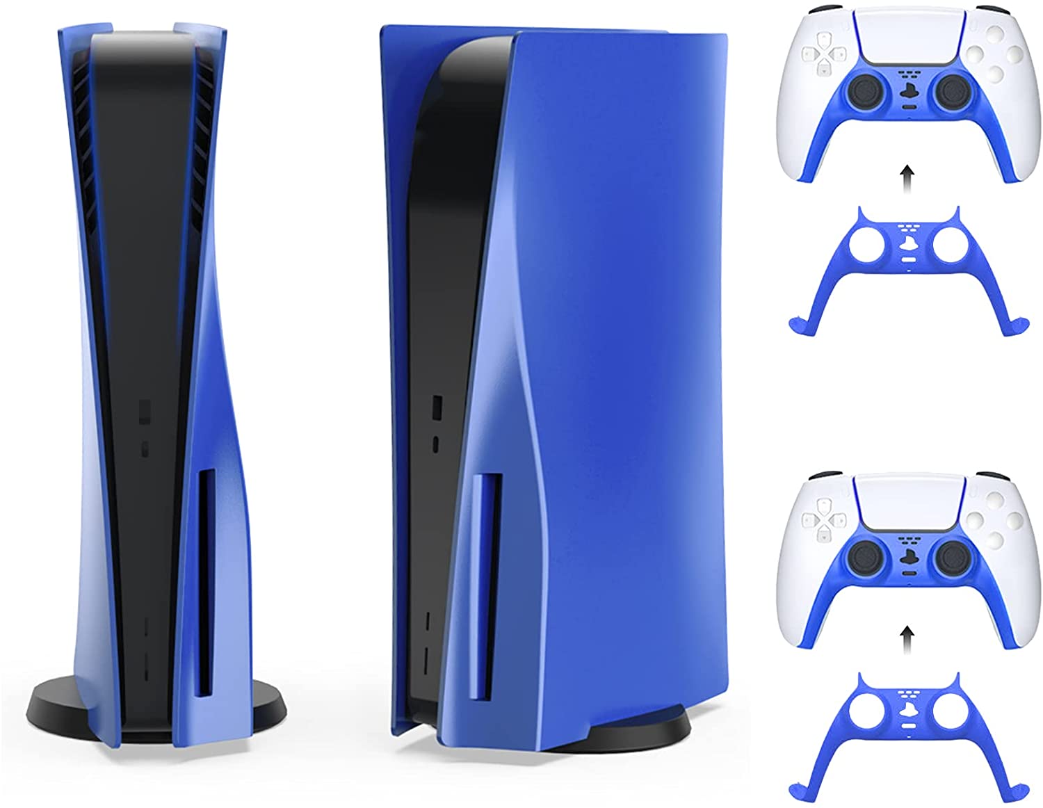 

PS5 Accessories Cover Set, Controller Faceplate & Protective Case for Playstation 5 Disc Edition, Anti-Scratch Dustproof Shell (Blue)