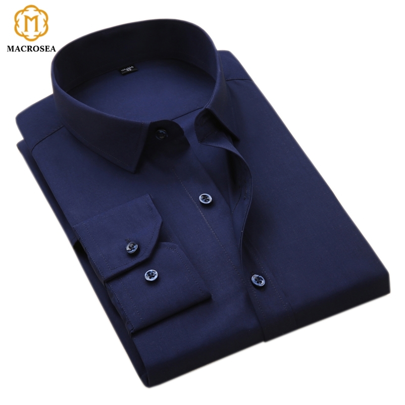 

MACROSEA Men's Business Formal Shirts Men Work Shirts Plain Long Sleeve Solid Color Shirt No Pocket Office-wear Clothing 210708, Pm1030-13