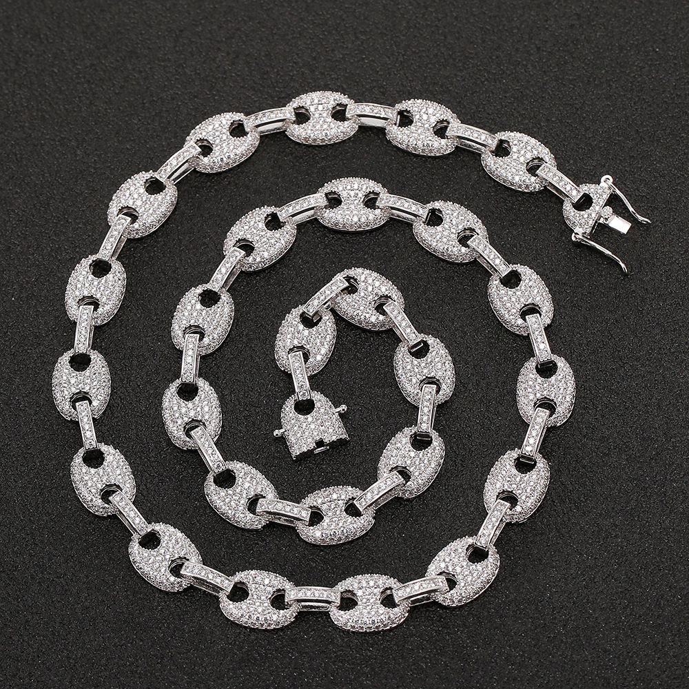 

Iced Out CZ Puffed Mariner Link Choker Beads Chain Necklace Gold Silver Multicolor Cubic Zirconia 16-24inch