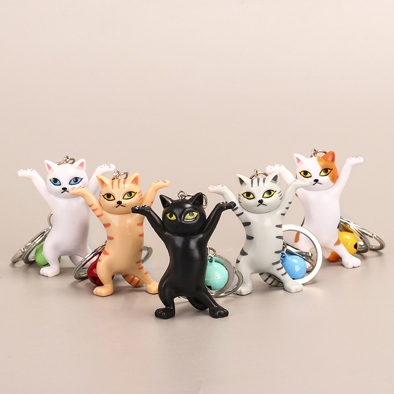 

Children's gift Keyring multi color standing dancing Cat Pendant lady's bag pendant accessories lovely animal keychain