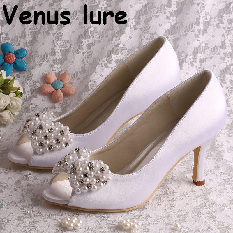 

Dress Shoes Customized White Heeled Wedding Open Toe Court For Ladies, Black