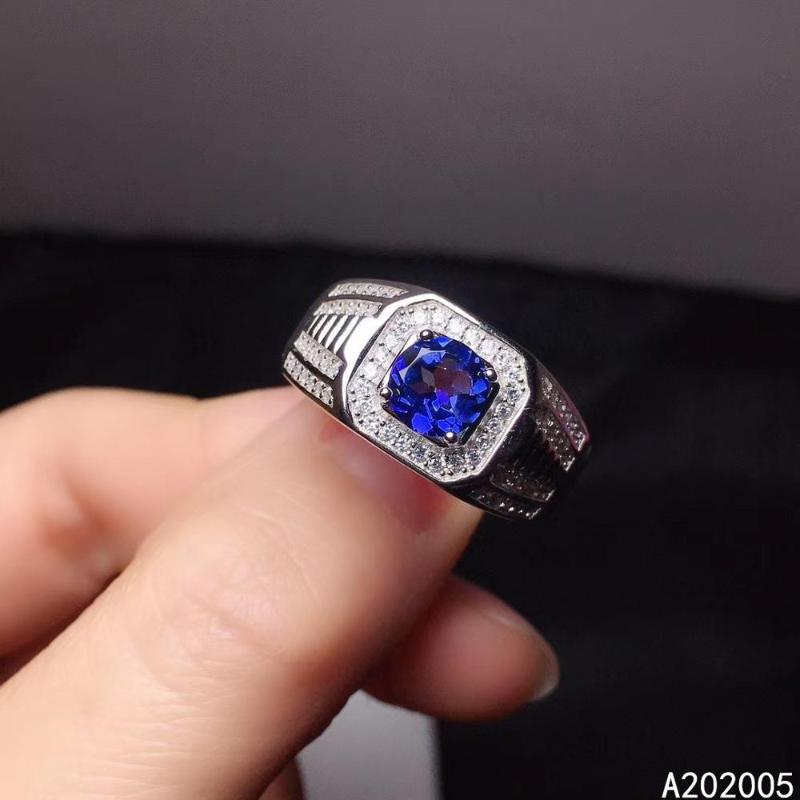 Cluster Rings KJJEAXCMY Fine Jewelry 925 Sterling Silver Inlaid Natural Blue Topaz Men Adjustable Ring Luxury Support Test-image-709655595