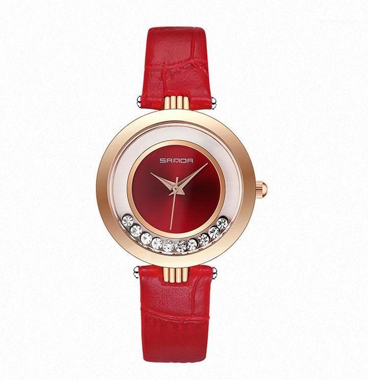 

Ladies Watch Rhinestone Leather Bracelet Wristwatch Women Fashion Watches Alloy Analog Quartz Relojes @F Wristwatches, Brown