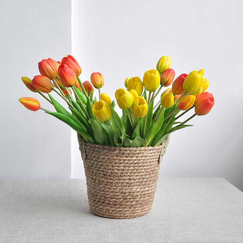 

Luxury Silicone Flowers Tulip Decorative Real touch Tulips Bouquet decoration Artificial Flower living room flores artificiales, As show