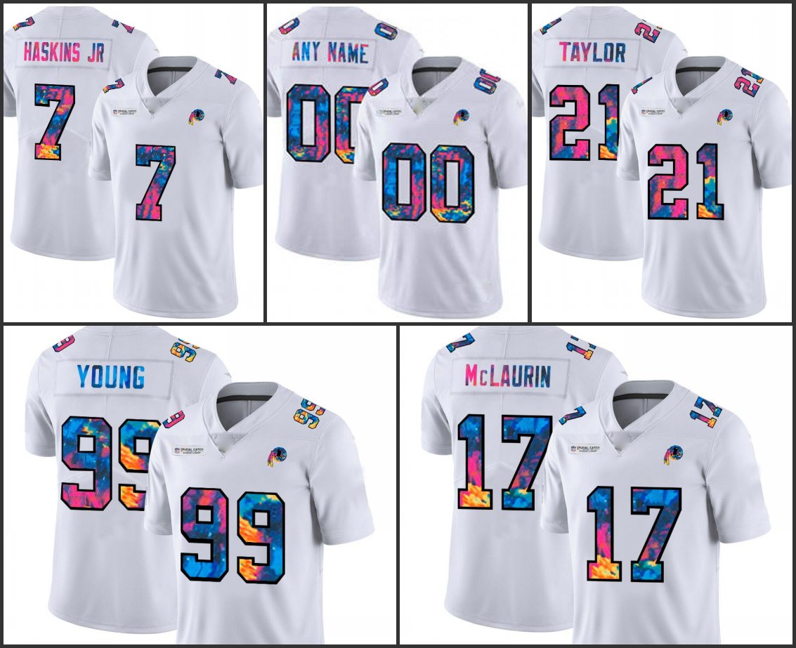 

WashingtonRedskinsMen #17 Terry McLaurin 21 Sean Taylor 99 Chase Young 7 Dwayne Haskins Jr. Women Youth Custom White Crucial Cat, Black