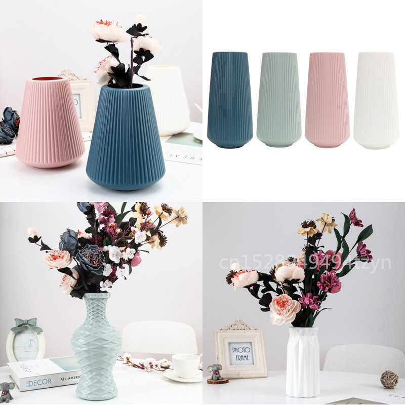 Plastic Origami Vaas Imitation Ceramic Flower Bottle Control Container-image-692835754