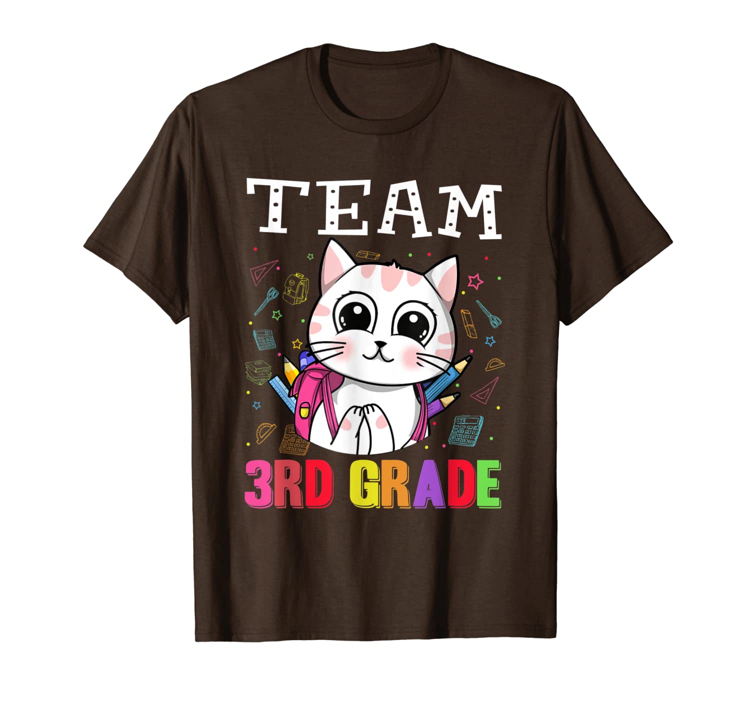 

team cats 3rd grade back to school shirt boys girls t-shirt, White;black