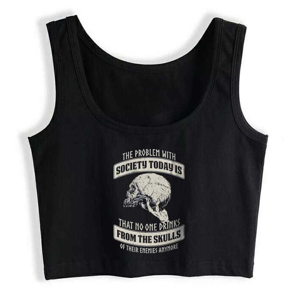 

Crop Top Female That No One Drinks From The Skulls Halloween Fit Vintage Sleeveless Tank Tops Women Clothes 210607, Black