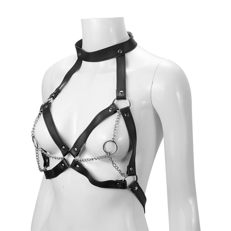 

Bondage BDSM Fetish Collar Body Harness Sex Toys For Couples Adult Products Belt Chain Slave Breasts Woman Handcuffs
